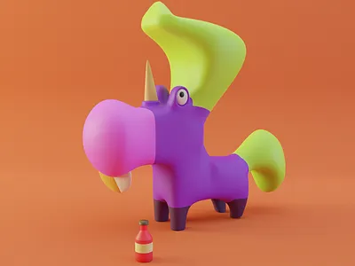 Hori in 3d 3d blender blender4d horns horse purple subsurface scrattering