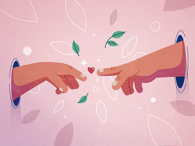 Hands conect cosmic flat friendship hands leaf love