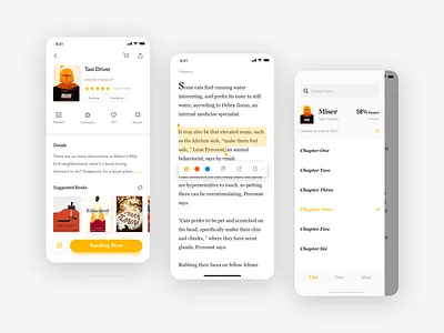 Love Reading APP app clean concise design details page kit label minimalism mobile app read reading app table of contents ui