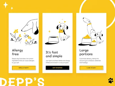 Deppa Dog Food app art dachshund delivery design dog flat food fresh icon illustration kitchen pet products sketch ui ux vector