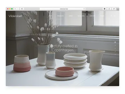 Vildersbøll branding ceramics danish design front page ghanavati identity landing page modern scandinavian typography ui ux