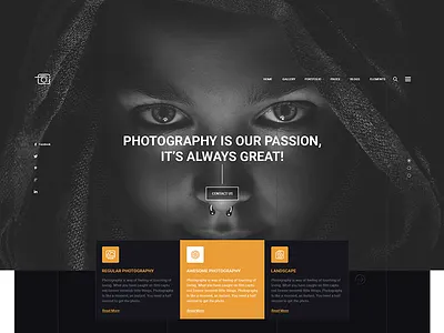 Photography website hero banner design black blog design blogger branding design envato landing page ui landingpage photography photography template photography website psd psd template saas landing page template typography ui ux web website