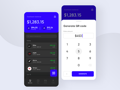 Cashback App app black card cash cashback design finance fintech interface mobile money payment sdh transaction ui ux wallet