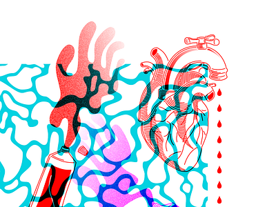 the shape of water art blood color colours drawing faucet hamburg heart illustration illustrator lines minimal neon paint painting pattern texture vector