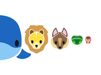 Animals #2 animals art cartoon design drawing flat icon illustration lion snail snake vector whale wolf