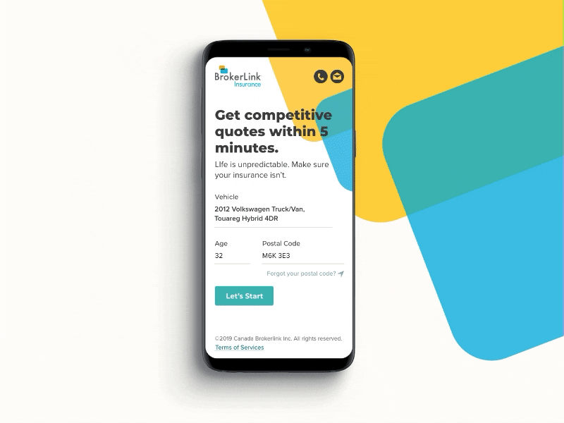 Insurance Auto Quoter Mobile UI design insurance mobile ui responsive ui