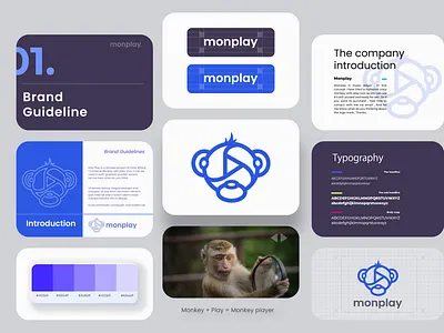 Monkey Player logo design animal logo brand guide brand guideline branding creative logo flat logo logo logo design logo designer logo mark media minimalist logo modern logo monkey music play presentation symbol unique logo video