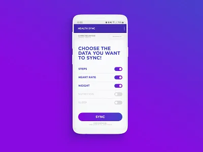Health Sync data design sync ui