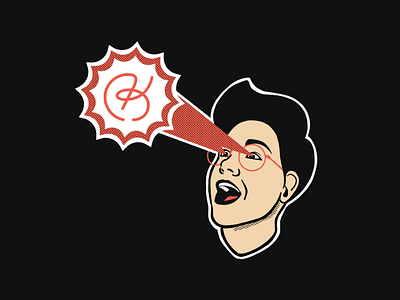 Katie Cooper branding comic eyes face glasses halftone illustration laser laser beam light logo logomark portrait rebrand texture