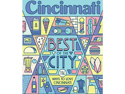 Cincinnati Magazine beers burger coffee icons pattern pizza retro shoes taco vector