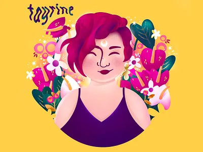 My Meet the Artist - Self portrait artist cartoon character digital feminist girl illustration photoshop plant portrait woman