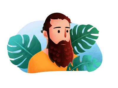 Moustache（胡子） beard green humanity illustration leaf man monstera deliciosa liebm orange red