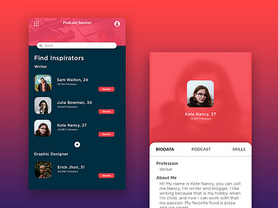 Podcast Mobile App UI Design branding mobile app design mobile ui podcast app ui design uidesign uiux ux design uxdesign