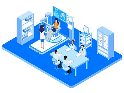 Isometric Medical Center analytics business charackter data data analytics finance graph illustration infograpich isometric