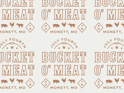 Bucket O' Meat 2019 2019 bbq brand chicken cow eat my meat it cant be beat grill independence day july 4th koozie lockup logo meat missouri mmm outline pig type