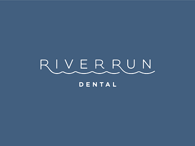 Riverrun blue branding dental dentist dentistry design identity logo mark minimal river water wave waves