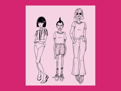 Not So It Crowd black and white character design character development color design graphic design hand drawn illustration irreverent pattern pen photoshop print punk punk rock stripes vintage