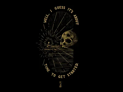 Procrastination drawing etching line skull time