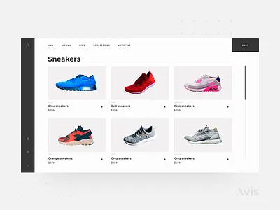 Catalog page template | Avis UI Pack buy cards catalog catalog design clean dailyui design e commerce fullscreen interface minimal products template ui ui kit ui kits ux web webdesign website