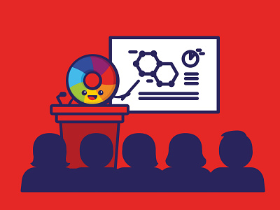 Altmetric - Presentation audience branding character design color wheel cute design illustration mascot minimal podeum presentation science screen vector