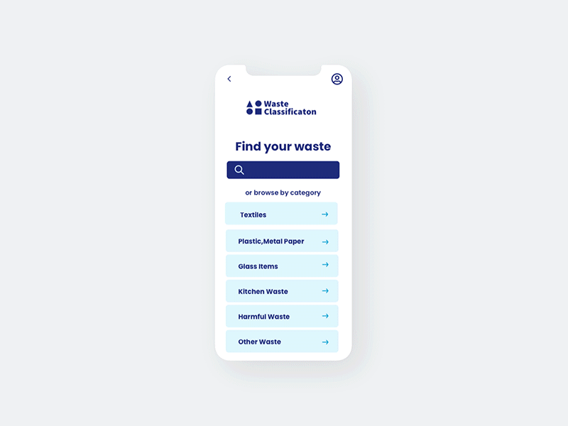 Waste app animation app application filtering flowers interaction layout ui ux