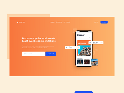 Event App - Landing Page adventure design event app interface landingpage layout page travel ui uiux web website