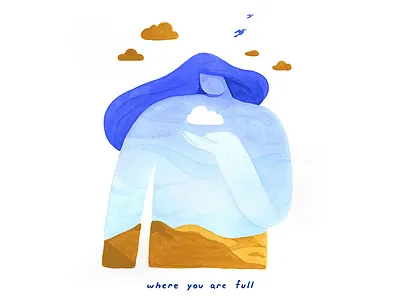 13. where you are full calm conceptual conceptual illustration editorial illustration gouache illustration landscape peaceful sky surreal