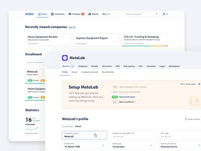 Ease Broker Dashboard administration benefits broker crm dashboard desktop ease employees enrollment form human resources insurance organization progress saas software