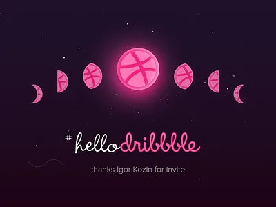 Thanks for invitation / Hello dribbble hello dribbble hellodribbble moon space thank you thanks for invite