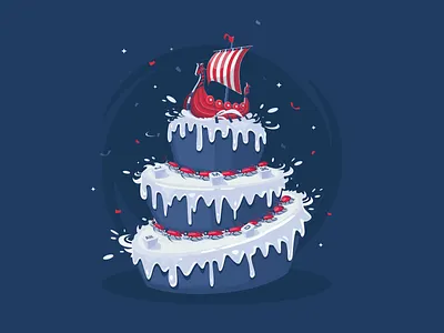 Galley Cake Illustration birthday cake card celebrate cockroach galley illustration keyboardbutton row ship sweet