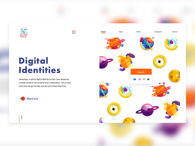 Design Studio Header banner colorful design illustraion planets studio typography ui ux vector