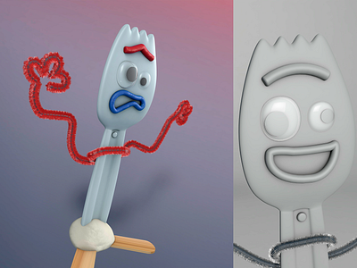 Forky cd4 cinema4d digital work forky toystory4