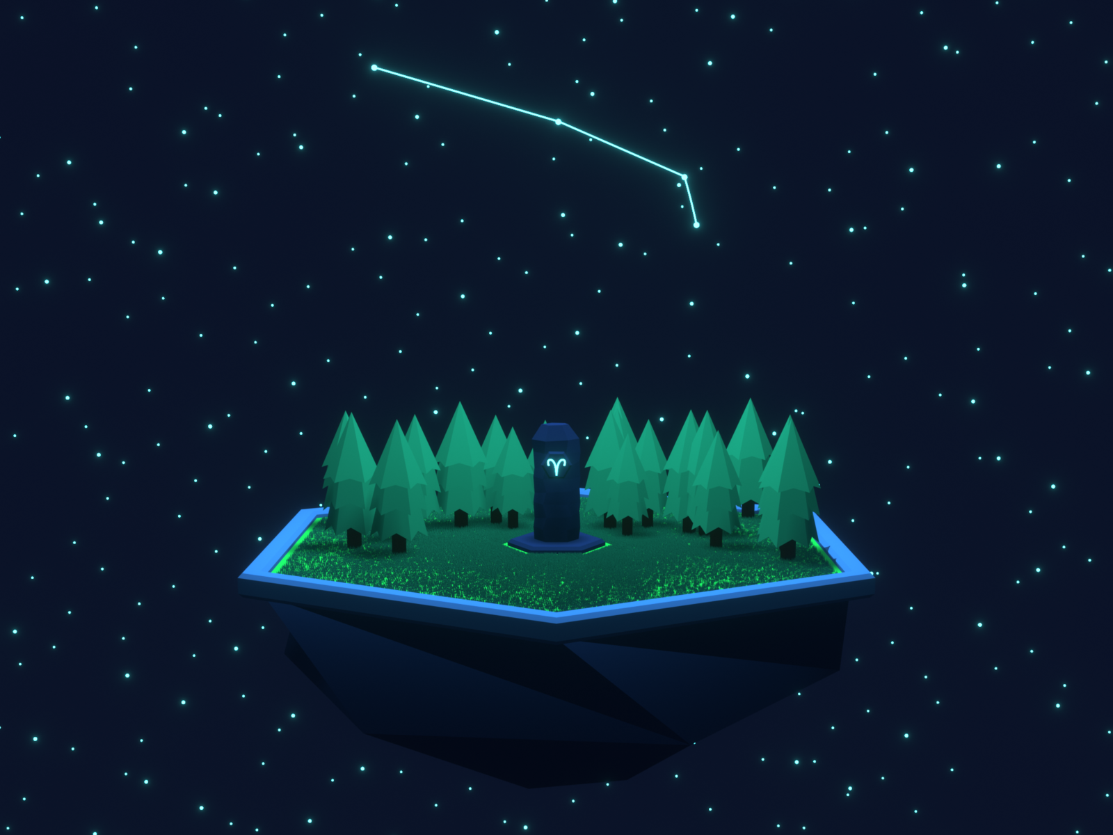 Example of Lowpoly obelisk of Aries