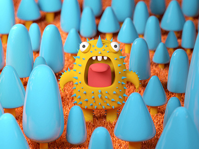 Little Monster in the forest 3d 3d art 3d artist 3d illustration c4d character characterdesign cinema4d design forest graphicdesign illustration monster redshift render