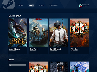 Steam Library Visual UI redesign steam ui ui redesign visual design