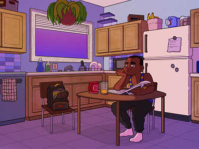 5am Newspaper coffee illustration kitchen newspaper pink reading