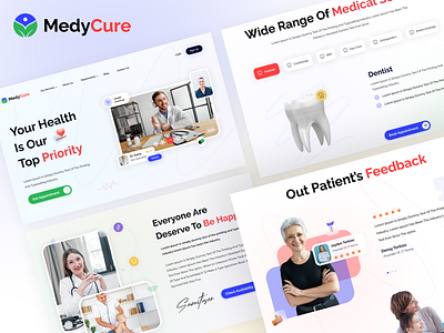 Medical Website Landing Page - MedyCure care clinic consultant design doctor doctor appointment halal halal design development health healthcare homepage hospital landing page medical medical web medical website landing page medicine minimal uiux website