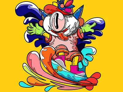 Surfing Monster cool fashion illustration monster skate surfing
