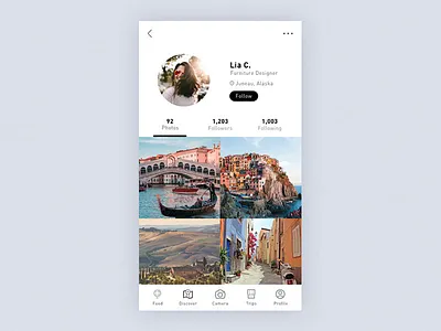 Daily UI 006 - Profile Page daily ui 006 dailyui design photography photos profile page travel app ui ux