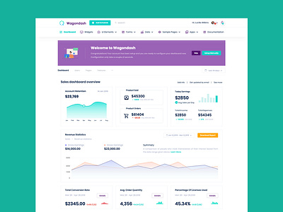 Wagondash admin panel all app bootstrap 4 branding chart dashboad design flat graph horizontal product design profile sidebar menu statistics typography ui ux webapp website