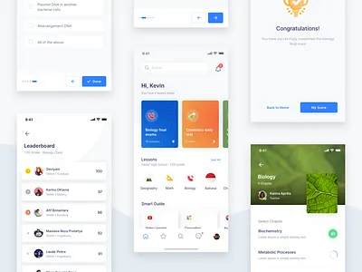 Online Learning for Student - Mobile App android app card clean courses dashboad education ios leaderboard learning mobile study case ui ux webdesign