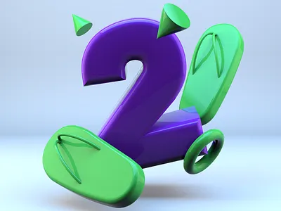 THE NØ PROJECT: Nø. 2 - Flip and Flop 3d 3d art cinema4d design flipflops graphic numbers sandals simple two