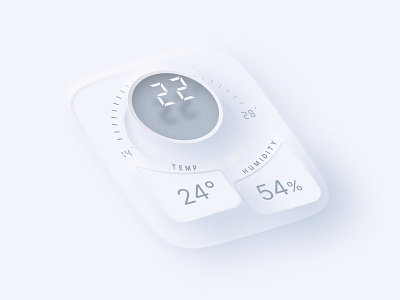 Thermostat UI (Neumorphism Style) 3d card gui light milk neumorphism silk skeu soft temperature thermostat ui ux white widget