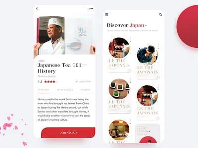 eBook App Concept app book design japan minimal mobile red ui ux