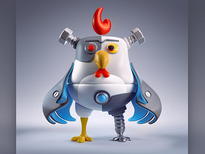 Robot Chciken x ba•doom | modular monsters 3d character chicken illustration monster robot