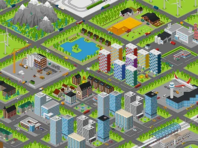 Isometric map city illustration isometric map template