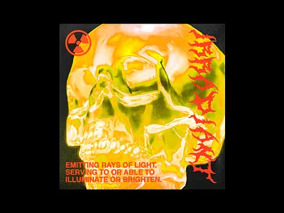 Irradiant 3d brutalism design graphic light minimal orange poster red render skull type typography yellow