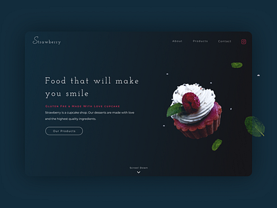 Strawberry - Cupcake shop landing page branding cup cupcake design food logo typography ui ux