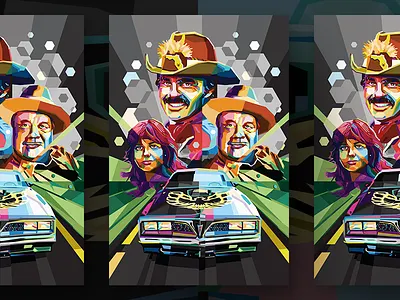 Smokey and the Bandit burt reynolds coors illustration pop art poster smokey and the bandit trans am vector wpap