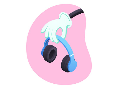 Headphones audio cartoon design hand headphones illustration isometric isometry listen music sound vector